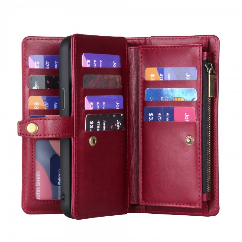 Magnetic Wallet Case IPhone 15 Pro Max With Wrist Strap PU Leather Cover Anti-Scratch Drop Protection