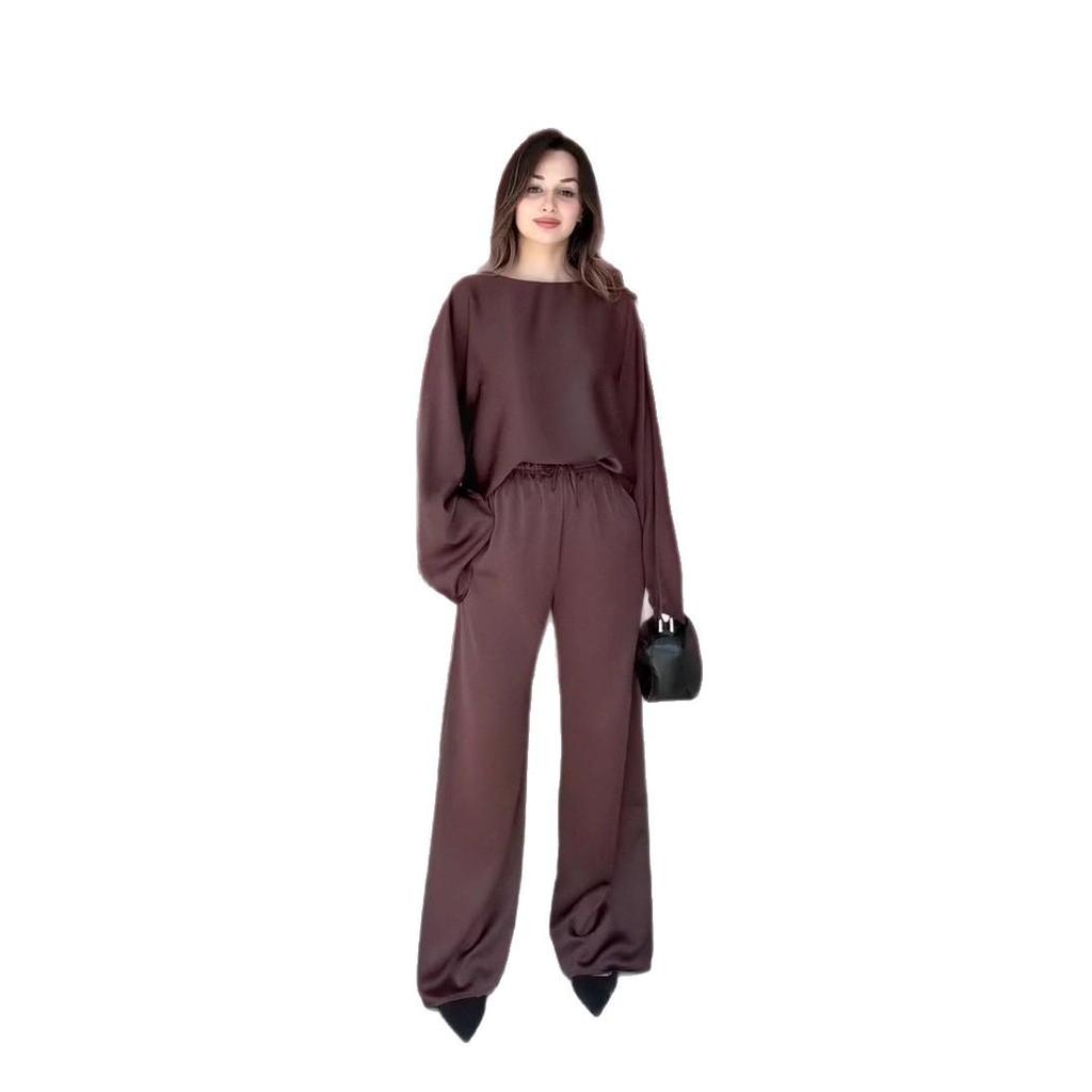 2025 Autumn Women's Batwing Sleeve Top & Loose Pants Set