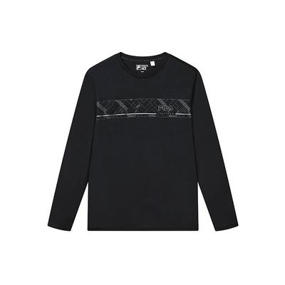 Logo Print Crew Neck Long Sleeve T-Shirt Men Tops Black F11M317205FBK