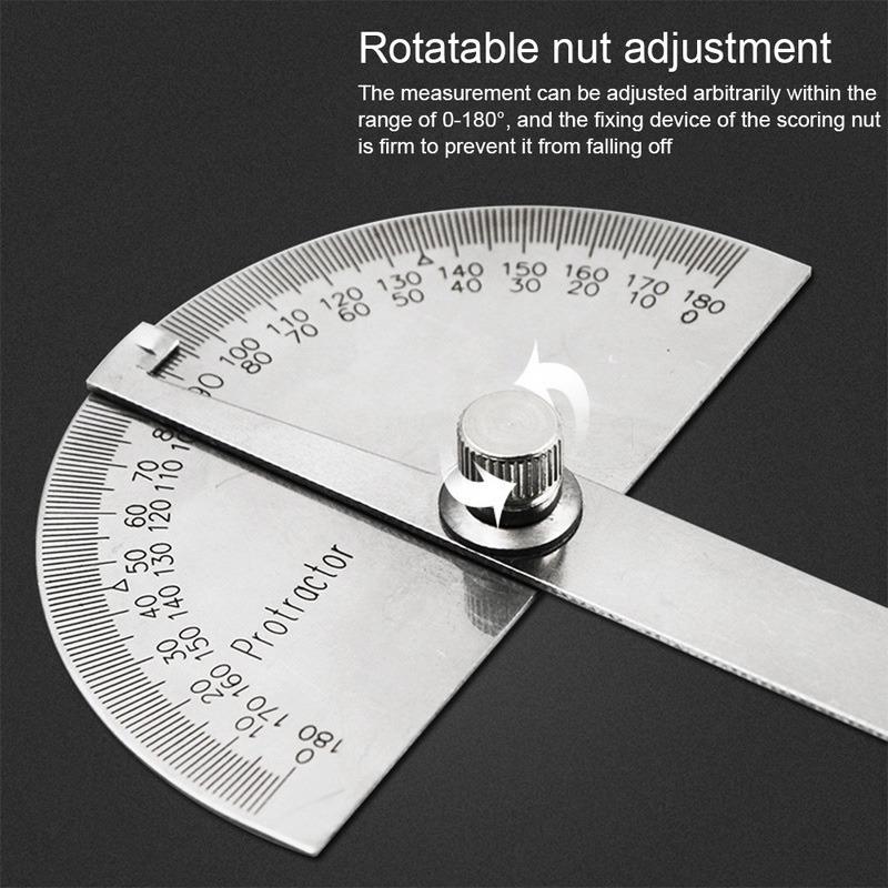 High Precision Stainless Steel Protractor Angle Gauge 180 Degrees 0-10CM Adjustable Semicircle Protractor Angle Measuring Tool