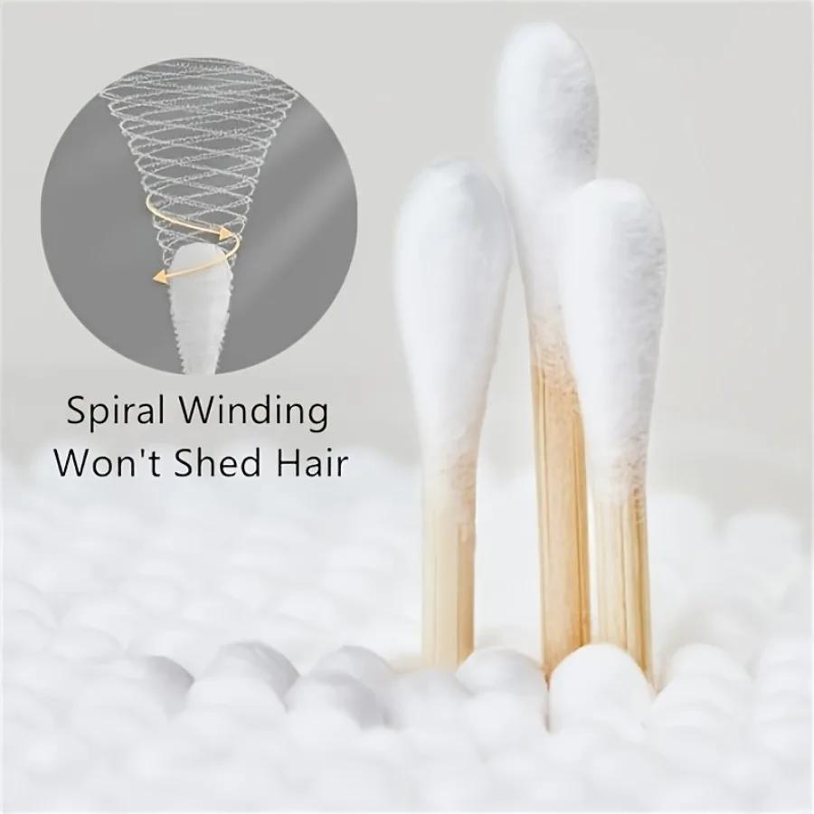 400pcs/200pcs, Bamboo Cotton Swabs, Wooden Cotton Swabs, Double Pointed, No Plastic Ear Sticks,