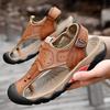 Men's Sandals Luxury Summer Mens Genuine Leather Sandals Outdoor Vacation Beach Shoes Waterproof Thick-soled Roman Shoes