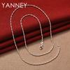 Original 925 Sterling Silver 16-30 Inches Bamboo Chain Necklace For Women Men Fashion Charm Jewelry Party Engagement Gift