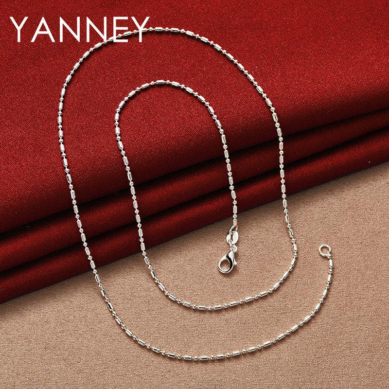 Original 925 Sterling Silver 16-30 Inches Bamboo Chain Necklace For Women Men Fashion Charm Jewelry Party Engagement Gift