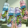 1PC Roar Riding Bike Dino 750ml Color Plastic Sports Water Bottle Leakproof Flip Straw Lid Suitable for Sports Office Home Use