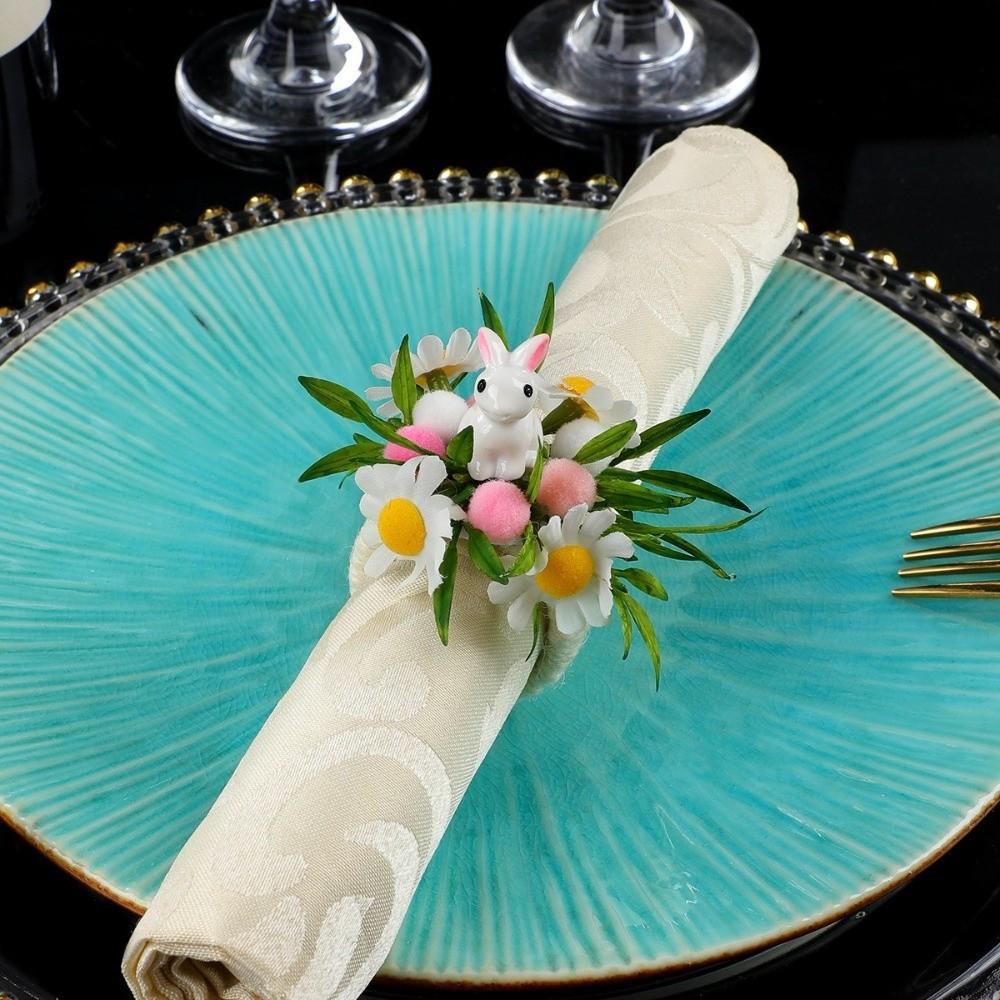 Simulation Easter Napkin Ring Plastic Foam Bunny Shape Festive Napkin Buckle Reusable Cute Tissue Holder Party Accessory