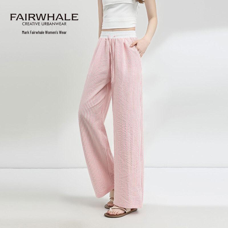 Mark Fairwhale Women's Striped Wide-Leg Casual Pants