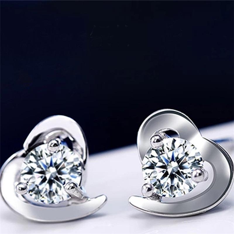 Sace Gems Classic Asymmetrical Heart Copper Alloy Zircon Earrings for Women Wedding Party Gifts