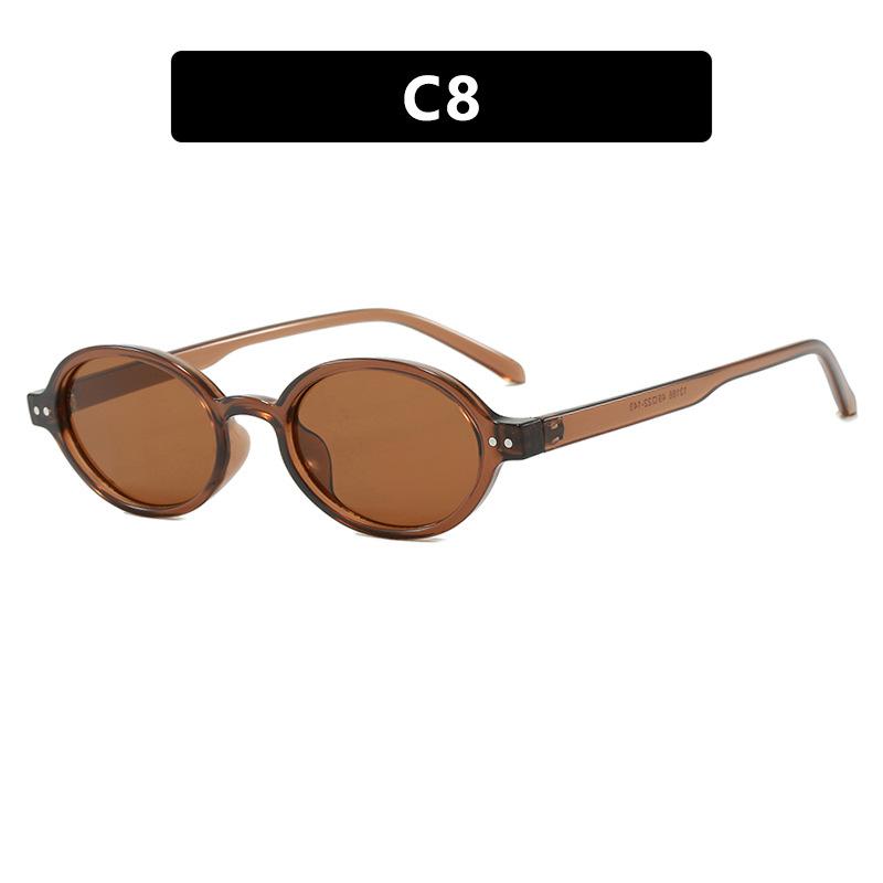 New Retro Small Oval High Quality Sunglasses Women Fashion Clear Ocean Lens Shades Uv400 Men Outdoor Trending Sun Glasses