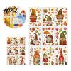 Office Glass Partition Decorations 9Pcs Fall Gnome Static Window Clings Thanksgiving Maple Leaf Turkey Pumpkin Autumn Decals PVC Stickers,