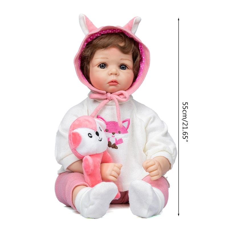21inch Sleeping for Doll Action Figures Interaction Toy Vinyl Comfort Stuffed for Doll Caucasian Cute Reborns with Eyes-