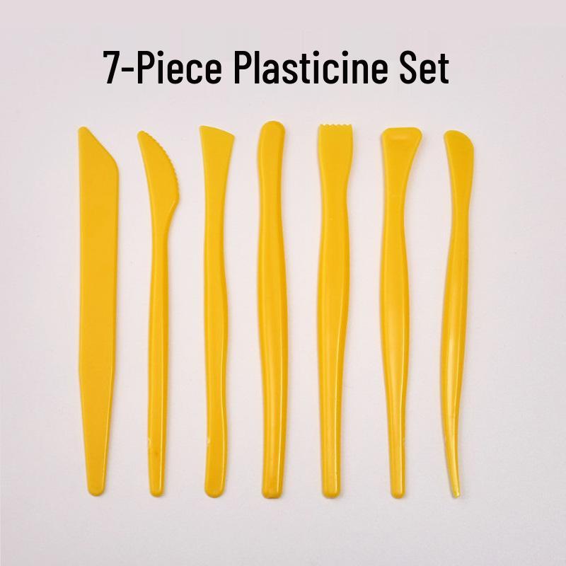 7-Piece Yellow Clay Sculpture Tool Set: Lightweight Pottery and Trimming Knives