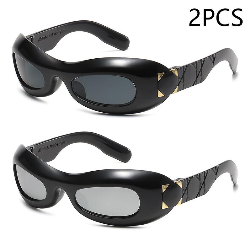 New Fashionable Oval Frame Sunglasses Y2k Punk Style Futuristic UV Protection Sunglasses 18165