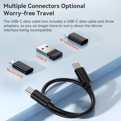 60W 4 In 1 USB C To USB Type C Cable PD Fast Charging Data Cord for iPhone Xiaomi Micro Usb Cable With Phone Holder Storage Box