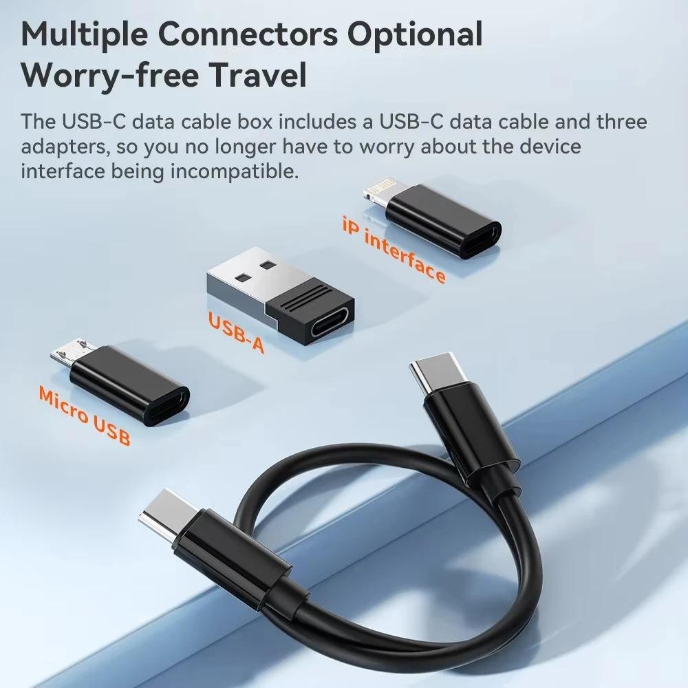 60W 4 in 1 USB C To USB Type C Cable PD Fast Charging Data Cord for iPhone Xiaomi Micro usb Cable With Phone Holder Storage Box