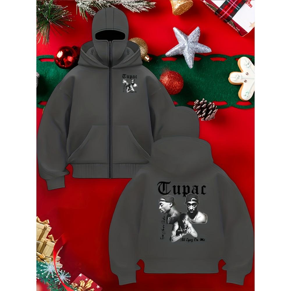 Men's Popular Clothing Print Cool Mask Hooded Zipper Sweatshirt Jacket Couple Top