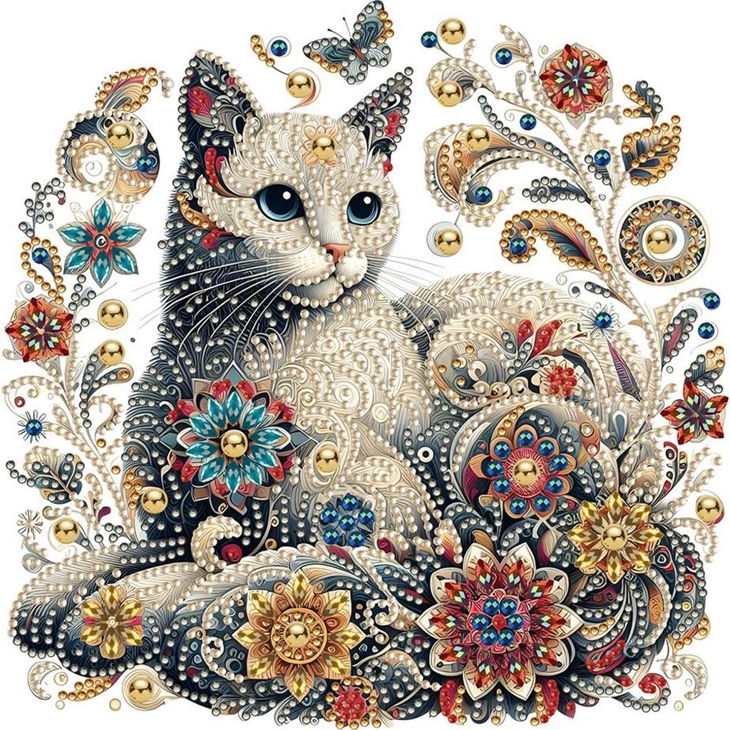 5D-Diamant-Malerei-Set zum Selbermachen, teilweiser Spezialbohrer, Katzen-Dekoration, 30 x 30 cm