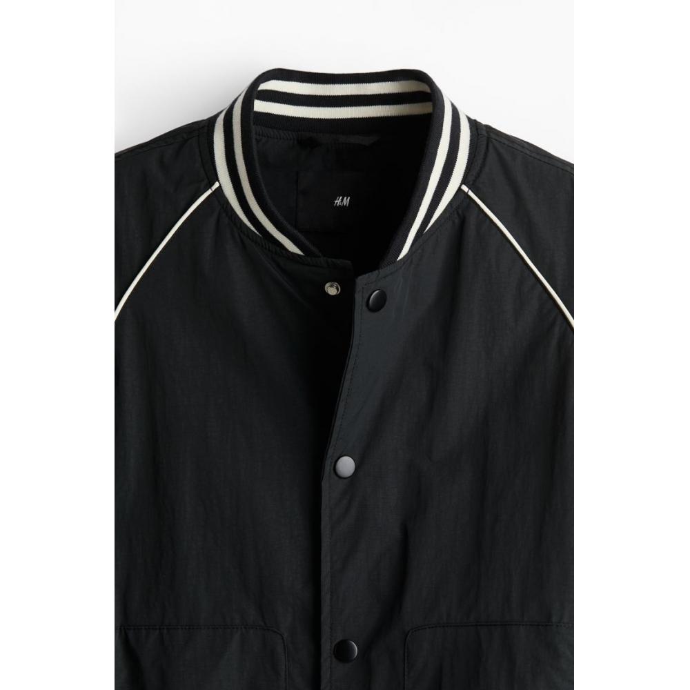 H M Loose Fit boMber Jacket Black wHite