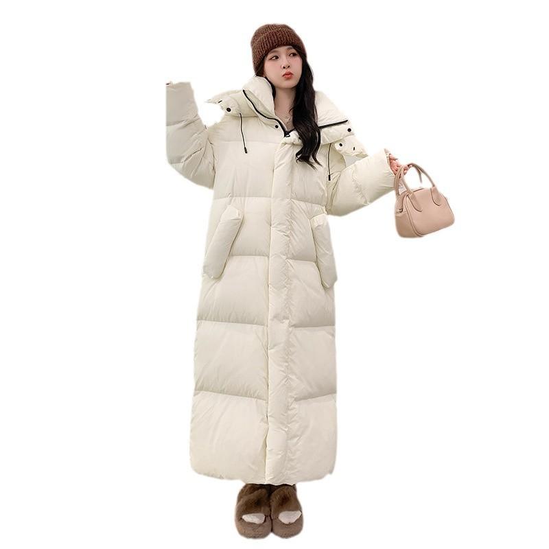 Down and Padded Jacket Women's 2025 Autumn/winter New Korean Version Plus-size Hooded Loose Pie Overcomes Long Padded Jacket