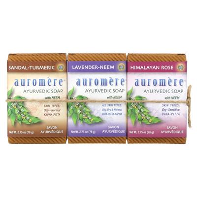 Ayurvedic Soap with Neem, Assorted Flavors, 3 Bars, 2.75 Oz (78 G) Each