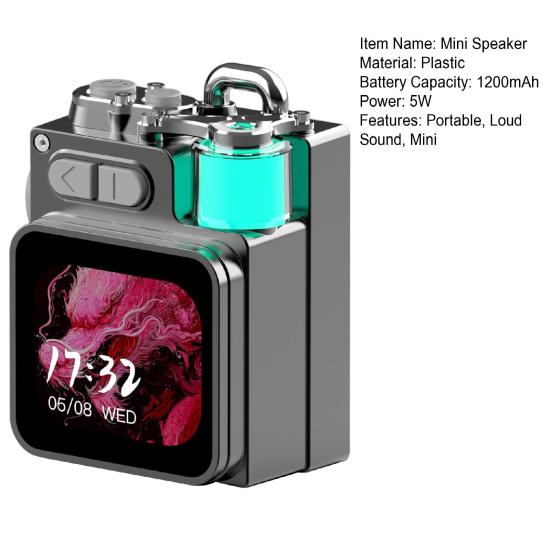 Mini Bluetooth-compatible Speaker BT5.4 Outdoor Travel Speaker with LED Touch Screen Calendar Weather Calling Portable