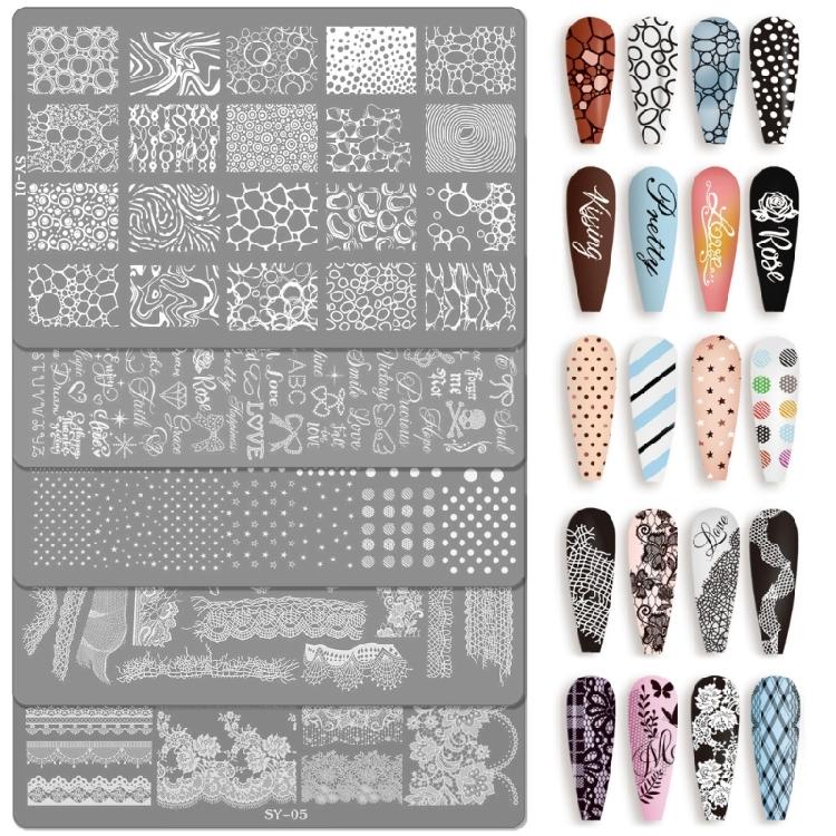 Home Manicure Nail Stamping Plate with Etched Metal Nail Art Templates, Reusable Nail Art Tool for Precise Pattern Transfer