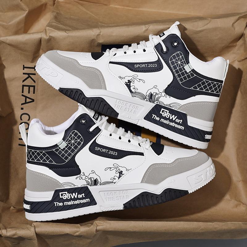 Men's Summer High-top Shoes, Preppy Style Trendy Shoes for Youths, Fashionable Versatile Sports Skateboard Shoes.