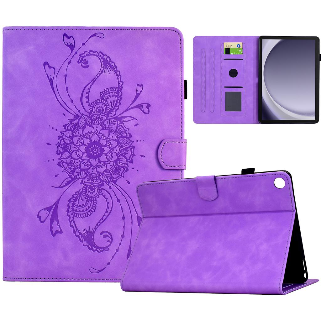 For Samsung Galaxy Tab A9+ Case Mandala Imprinted Leather Tablet Cover with Card Slots