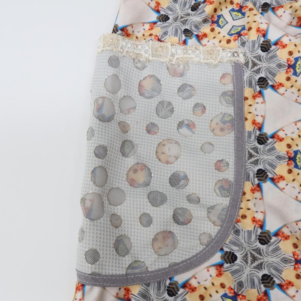 TATA CHRISTIANE White x Silver Material Switching Easy Pants Bottoms Not written multicolorUsed