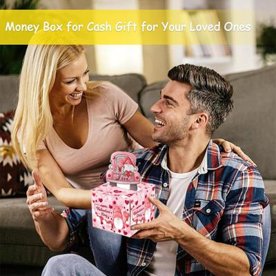 Money Box Valentine's Day Cash Gift Box with Pull-Out Card And Transparent Bags for Surprise Decoration