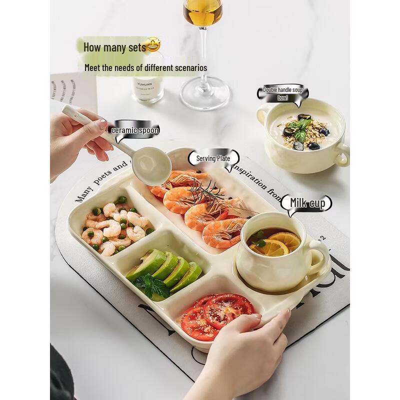 HANDUNYOU Honey Tea Ceramic Divided Plate Set