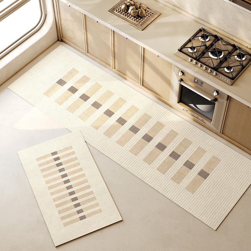Wabi-Sabi Waterproof Non-Slip Leather Kitchen Floor Mat, Easy Clean, Oil-Proof