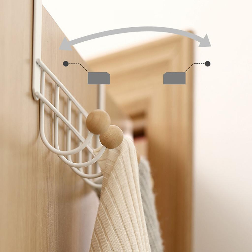 Back Door Hooks Chinese Cherry Iron Punch Free Horizontal White Door Towel Hanger Rack for Home