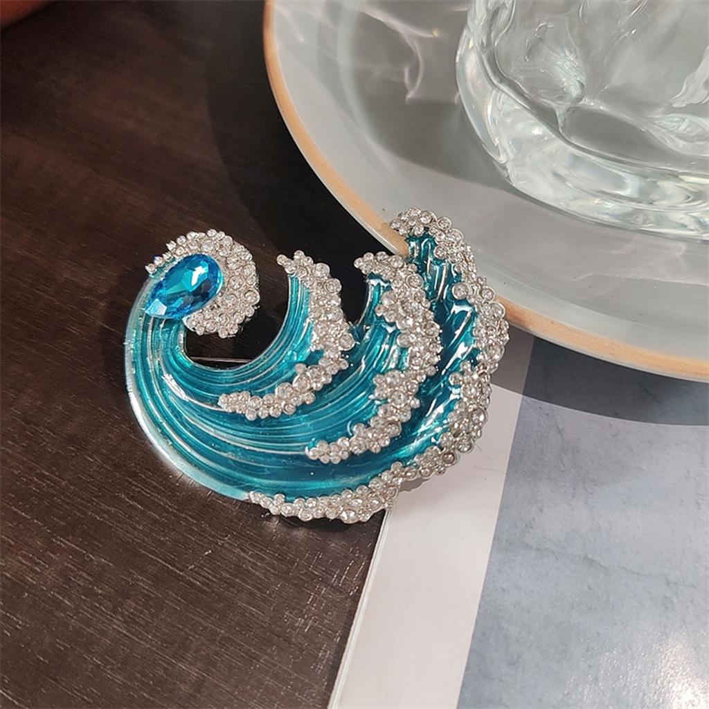 Baiyao XZ0420 Women Vintage Brooch Pin Alloy Wave Design Decoration for Suit Dresses Accessories
