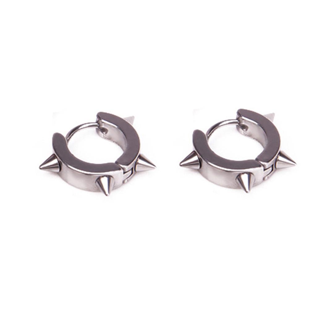 1 Pair Punk Titanium Steel Ear Clip/Ear Stud Earrings For Men Women Black Pierced/No Pierced Fake Ear Circle Pop Jewelry