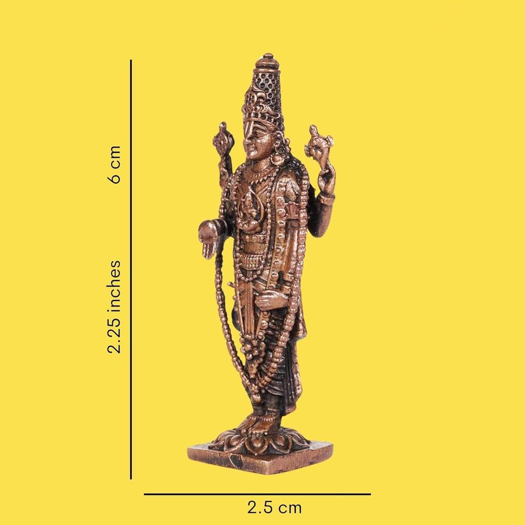 India Handmade Copper Balaji Idol | 2.25 Inches | Patina Antique Finish