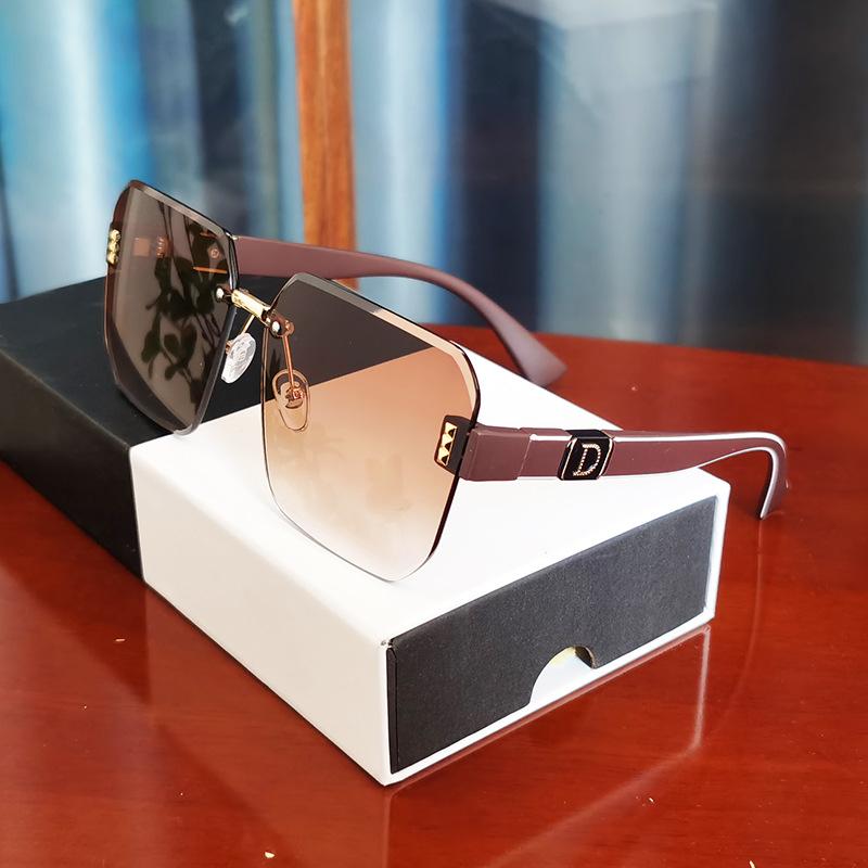 Modern Oversize Rimless Sunglasses For Men And Women Stylish Square Frameless Female Glasses Brand UV400