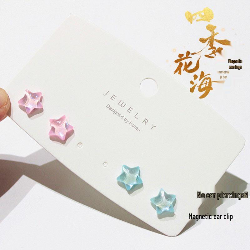 Cherry Blossom Pink Camellia Stud Earrings - Cute & Sweet Set with Magnetic Clips, Fresh Style.