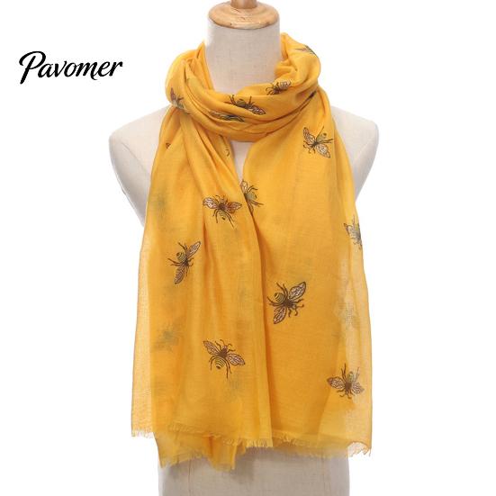 Casual Decorative Neck Scarf Lightweight for Women, Cute Bee Pattern Scarf, All Seasons Soft Long Thin Shawl Wrap Vacation, Travel, Party Stylish