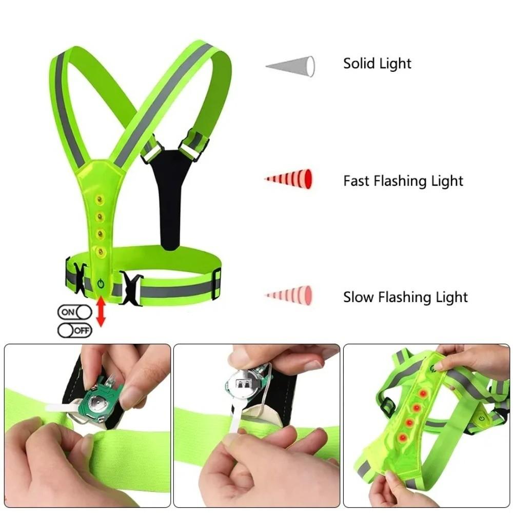 High Visibility Cycling Vests Adjustable LED Running Light  for Night Warning Work Fishing