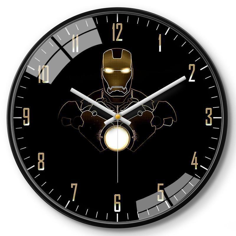 Marvel Captain America Iron Man Spider-Man Muster Wanduhr für Kinderzimmer Dekoration