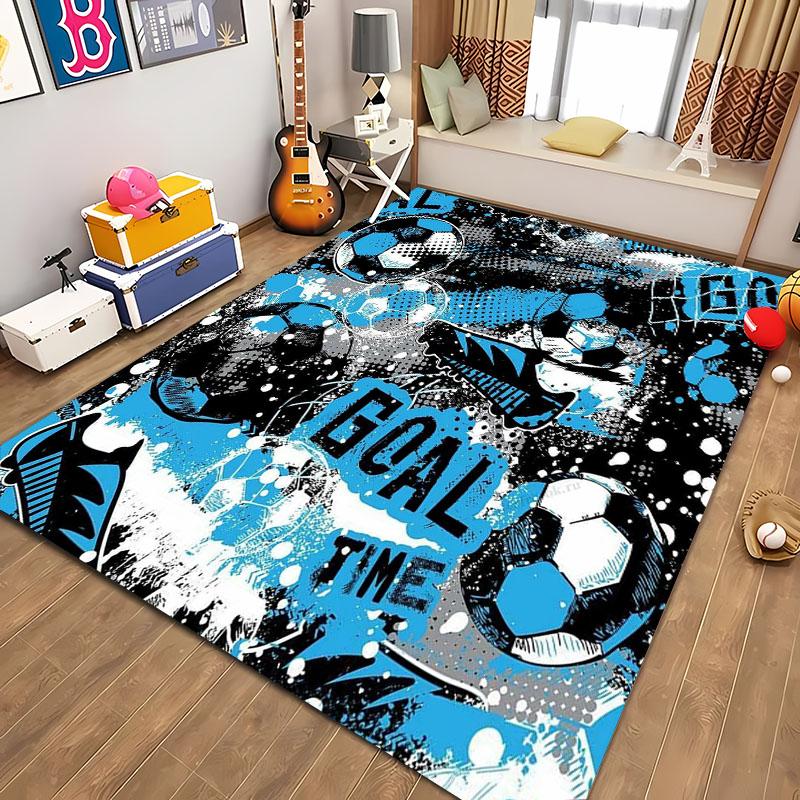 

Килим на тему м ячів, мультяшний футбольний килимок для підлоги для декору дитячої спальні, футбольні килими великої площі, килим для дому, вітальні, коридору 160*230cm