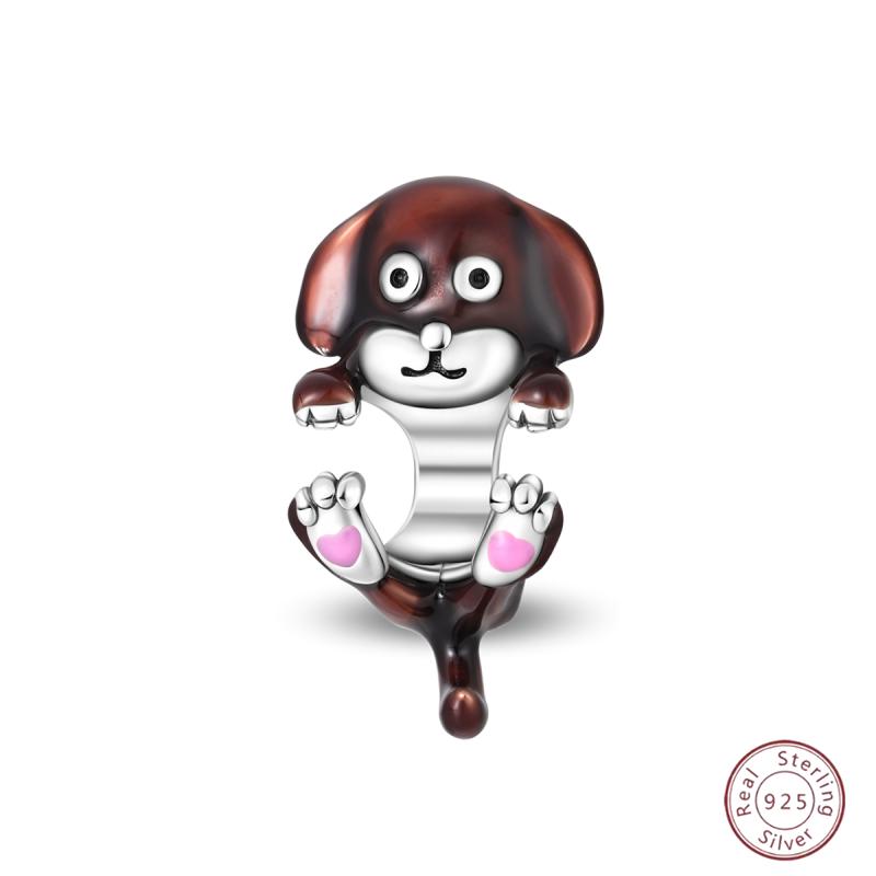 Copper Firefly Cute Cats And Dogs Beaded Pendant Suitable For Original Charms Bracelet Diy Exquisite Women Jewelry