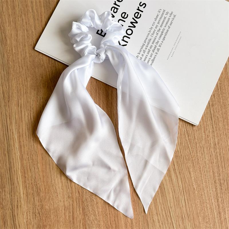 Women's Bow Tie Simple Knot Hair Tie, Colorful and Elegant Hair Ring with Long Flowing Ribbon Accessory
