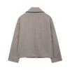 Womens Double-Breasted Wool-Blend Trench Coat With Notched Lapel Loose Fit Office Chic Outerwear In Khaki Black
