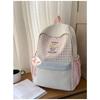 Japanese new high-value, fresh, sweet and sweet plaid backpack, lightweight and large-capacity backpack for junior high school students