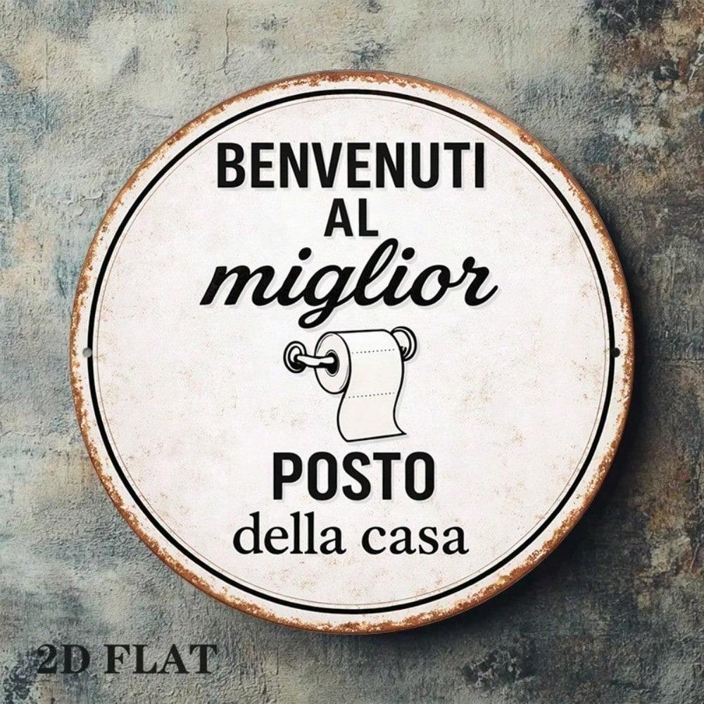 Vintage Welcome To The Best Home Round Metal Sign 8x8in Funny Bathroom Kitchen Bar Wall Decor Gift