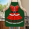 A Festive Christmas Apron - Red And Green Holiday Kitchen Apron with a Belt, Durable Polyester Cooking Apron, Perfect for Baking And Christmas Party D