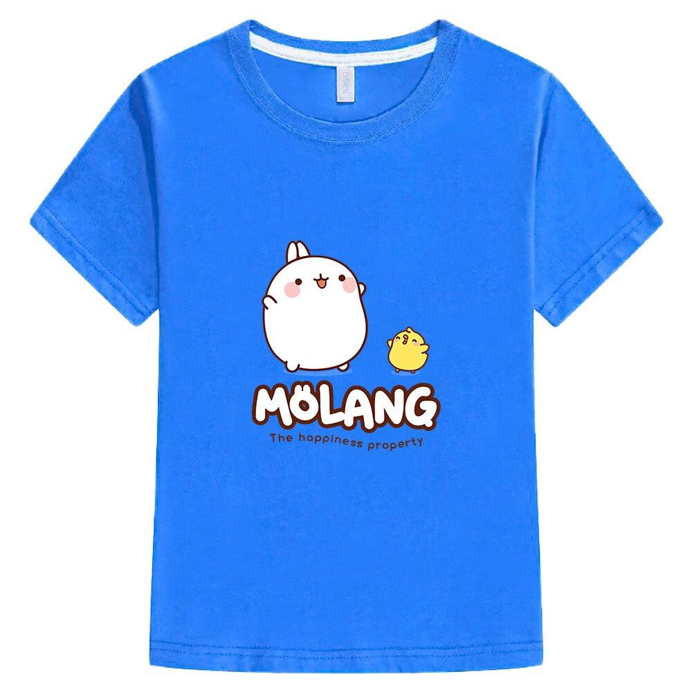 Sommarkläder för barn Flick T-shirt Molang och Piupiu T-shirts Söt kanintryck Barnkläder Pojkar Grafisk t-shirt 100%bomull Topp