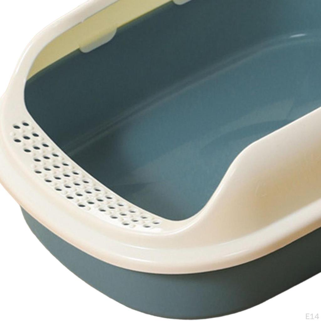 Cat Anti Splashing Kitten Potty Toilet Semi Enclosed High Sided Sandbox Bedpan for Indoor Cats,